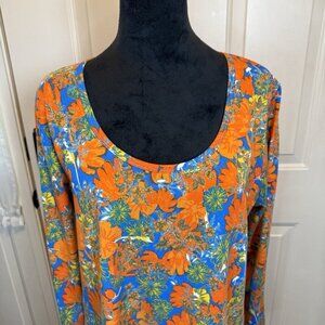 LuLaRoe Floral Simply Comfortable Hi-Low Long SleeveTop Sz XL Vibrant & Colorful